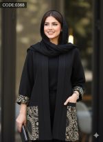 مانتو کتی شانتون گلدوزی ظرافت اسلیمی در استایل شیک 0368