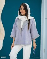 کت تک مدل آنادل یقه آمریکایی با جنس ژاکارد و قد 65