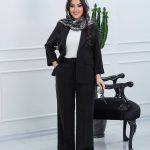 کت و شلوار زنانه مدل دریانا یقه انگلیسی با جنس لیوسل