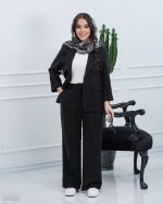 کت و شلوار زنانه مدل دریانا یقه انگلیسی با جنس لیوسل
