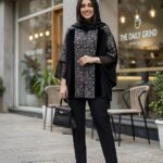 پانچ سنتی شانتون مشکی با لنین طرحدار و قد 78
