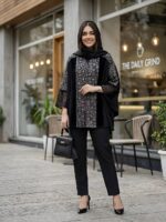 پانچ سنتی شانتون مشکی با لنین طرحدار و قد 78