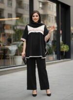 ست پانچ و شلوار زنانه کد 0417 با خرجکار هندی و قد 75 - تصویر 3