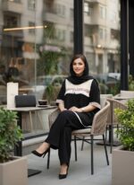 ست پانچ و شلوار زنانه کد 0417 با خرجکار هندی و قد 75 - تصویر 4