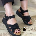 صندل تابستانه بند چسبی با لژ 5 سانت و زیره راحت و سبک 763