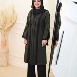 مانتو بلند یقه هفت شایسته با جنس تنسل و قد 110