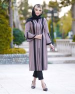 مانتو بلند یقه هفت شایسته با جنس تنسل و قد 110 - تصویر 3