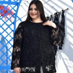 کت مجلسی سایز بزرگ زنانه با رویه گیپور دانتل و زیره ریون فلامنت