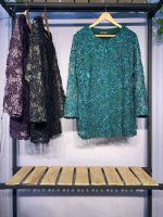 کت مجلسی سایز بزرگ زنانه با رویه گیپور دانتل و زیره ریون فلامنت - تصویر 5