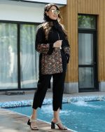 کت تابستانه زنانه مدل حدیث با جنس لنین شسته شده با خرجکار هندی دوزی - تصویر 6