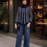 کت تک مینیمال زنانه با جنس جین با قد 65