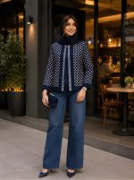 کت تک مینیمال زنانه با جنس جین با قد 65