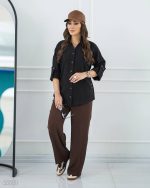 شومیز یقه هفت زنانه با جنس شانتون و قد 68