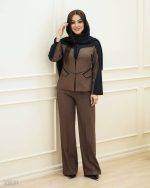 کت و شلوار یقه گرد زنانه مدل بهارین با جنس بزیاق در چند رنگ پرفروش - تصویر 10