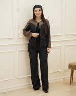 کت و شلوار یقه گرد زنانه مدل بهارین با جنس بزیاق در چند رنگ پرفروش - تصویر 7