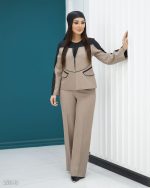 کت و شلوار یقه گرد زنانه مدل بهارین با جنس بزیاق در چند رنگ پرفروش - تصویر 5