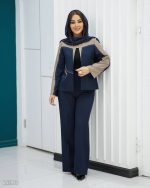 کت و شلوار یقه گرد زنانه مدل بهارین با جنس بزیاق در چند رنگ پرفروش - تصویر 6