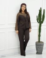 کت و شلوار یقه گرد زنانه مدل بهارین با جنس بزیاق در چند رنگ پرفروش - تصویر 4