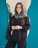 شومیز یقه مردانه مدل آنارام با جنس شانتون و قد 68 - تصویر 7