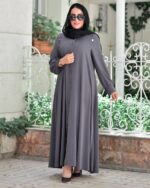مانتو عبایی زنانه مدل حنانه با جنس کرپ ندا اماراتی با قد 140 - تصویر 5