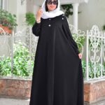 مانتو عبایی زنانه مدل حنانه با جنس کرپ ندا اماراتی با قد 140
