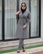 مانتو شلوار اداری مدل جلوه با جنس فاستونی دارای جیب کاربری و قد 100 - تصویر 8