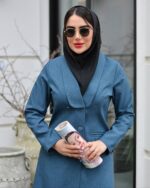 مانتو شلوار اداری مدل جلوه با جنس فاستونی دارای جیب کاربری و قد 100 - تصویر 5