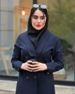 مانتو شلوار اداری مدل جلوه با جنس فاستونی دارای جیب کاربری و قد 100 - تصویر 2