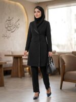 مانتو شلوار ساتن مدل شیما با جنس سوپر مازراتی و قد 95 - تصویر 2