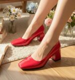 کفش مجلسی زنانه با پاشنه 5 سانت با رویه ورنی 1023 - تصویر 4