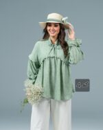 شومیز زنانه مدل ماهلین با جنس لینن دونخ زارا و قد 70 - تصویر 2