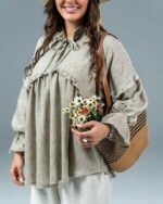 شومیز زنانه مدل ماهلین با جنس لینن دونخ زارا و قد 70 - تصویر 6