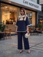 ست پانچ و شلوار با خرجکار هندی و جنس صوفیا - تصویر 2