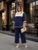 ست پانچ و شلوار با خرجکار هندی و جنس صوفیا