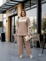 ست پانچ و شلوار با خرجکار هندی و جنس صوفیا - تصویر 12