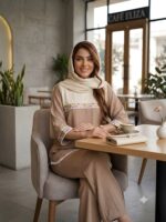ست پانچ و شلوار با خرجکار هندی و جنس صوفیا - تصویر 11