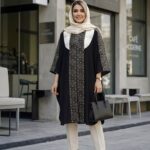 پانچ بلند زنانه با جنس شانتون و خرجکار لینن قد 110