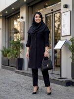 مانتو سایز بزرگ اداری با جنس شانتون اندونزی و قد 95 - تصویر 2