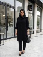 مانتو سایز بزرگ اداری با جنس شانتون اندونزی و قد 95 - تصویر 4