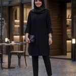 مانتو سایز بزرگ اداری با جنس شانتون اندونزی و قد 95