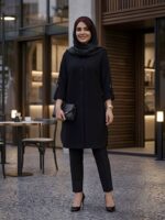 مانتو سایز بزرگ اداری با جنس شانتون اندونزی و قد 95