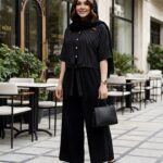 ست شومیز و شلوار زنانه کرم روشن مدل جدید گالری مدیسه