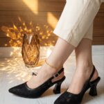 خرید اینترنتی صندل مجلسی زنانه رویه گیپور پاشنه‌دار از گالری مدیسه