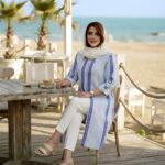 مانتو لنین زنانه آبی راه راه کد 0472