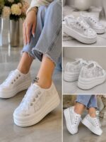 کلاژ زوایای مختلف کفش ونس عروس رنگ سفید (White) تولید باغ سپهسالار