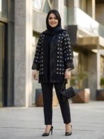 کت کوتاه زنانه کد 0428  با جنس ژاکارد لوکس و قد 79 - تصویر 5
