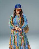پیراهن ساحلی زنانه مدل نرگس با جنس لنین شسته شده طرحدار و قد 130 - تصویر 2