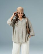 شومیز زنانه مدل شیلا با جنس لنین دو نخ و قد 70 سانت - تصویر 7