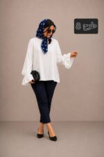 شومیز و شلوار زنانه مدل سیلویا با جنس کرپ اسکاچی - تصویر 2