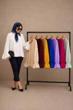 شومیز و شلوار زنانه مدل سیلویا با جنس کرپ اسکاچی